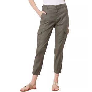 Evereve Olive Linen Green Cargo Pants Women's Size 27 Ankle‎ Jogger Casual